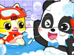 თამაშის Jigsaw Puzzle: Baby Panda Shower Time