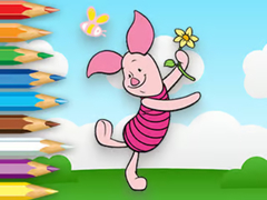 თამაშის Coloring Book: Piglet Holds Toy Windmill