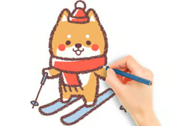 თამაშის Coloring Book: Skiing Puppy